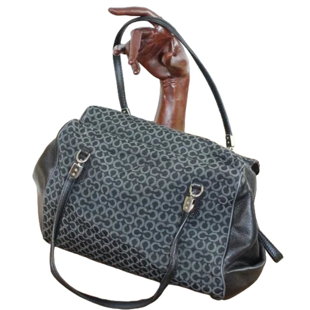 COACH Madison Madeline Black W/Gray Signature Small “C” Canvas East West… - Picture 4 of 13